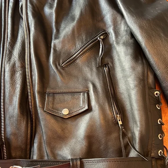 🏍HP!⭐️EUC black Interstate Leather jacket Zip front. 4 front/2 interior pockets - Picture 5 of 14